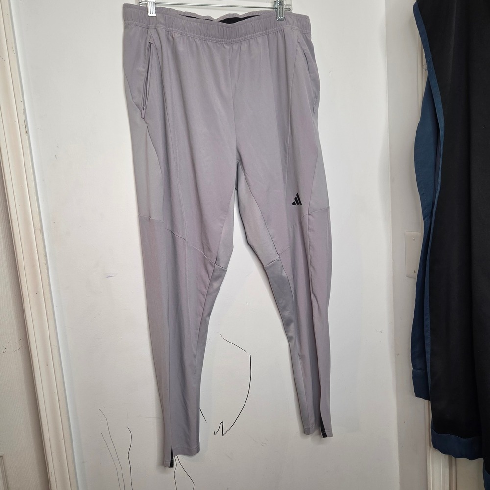 Adidas Aeroready Mens XL Grey Training Pants Joggers Regular Fit Tapered Leg